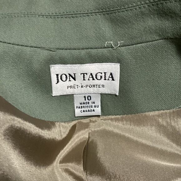 JON Tagia pret-a-porter vintage army green zip up blazer wool Sz 10 - Picture 8 of 16